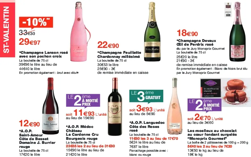 Saint-Valentin : le diaporama des offres de champagnes dans les enseignes
